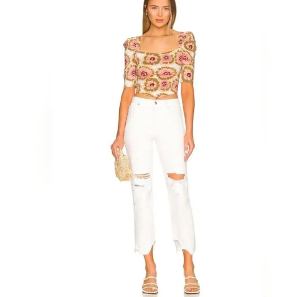 Free People We The Free Tapered Baggy Boyfriend Jeans Chalk White